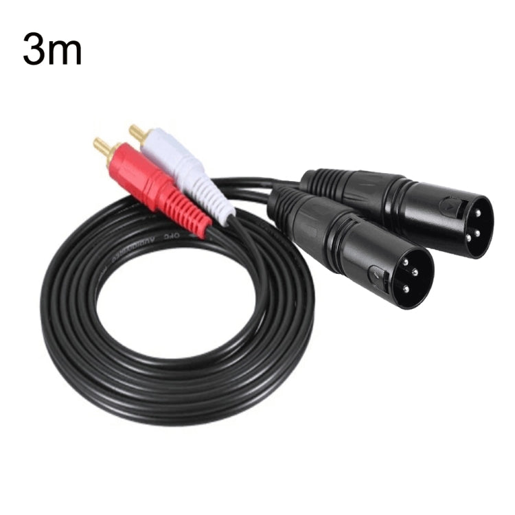 2RCA To 2XLR Speaker Canon Cable Audio Balance Cable, 0.5m, 1m, 1.5m, 3m 3m Dual Lotus To Dual Canon Male