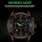 BINBOND B3591 30m Waterproof Luminous Calendar Men Watch, Black Steel-Black, Black Leather-White-Black, Brown Leather-White-White