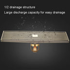 8x30cm Extended Full Copper Strip Floor Drain, Style:, K8034 Chrome Plated+Black Straight Row, K8034 Chrome Plated+Copper Self Seal, K8034 Chrome Plated+5.5 Deep Water Seal, K8034 Chrome Plated+Magnetic Suspension, K8035 Nickel Brushes+Black Straight R...
