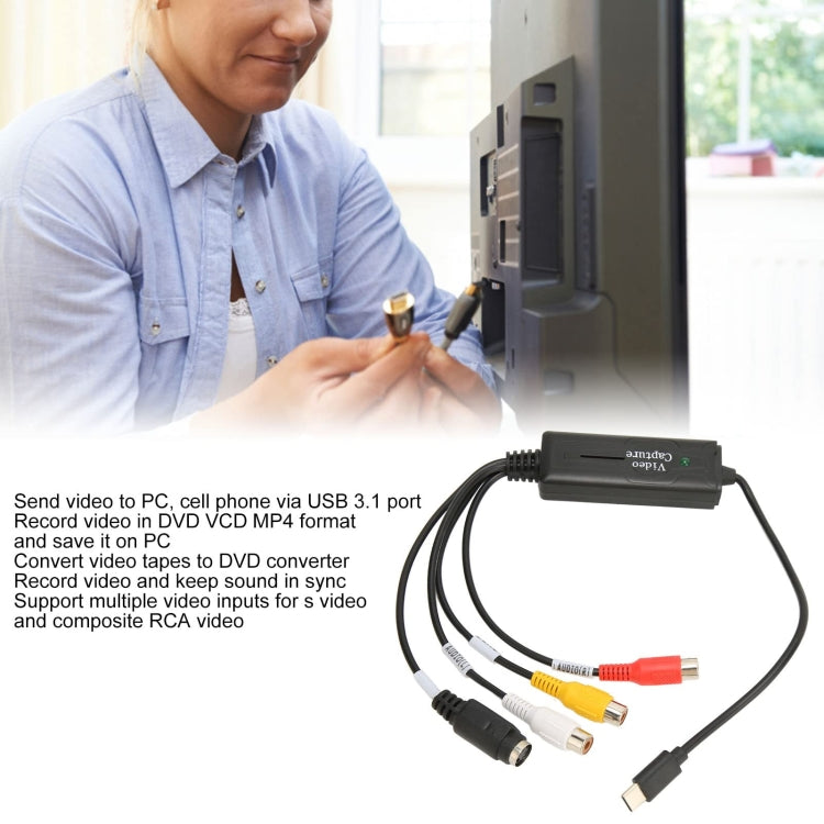 USB-C/Type-C Video Card USB 3.1 Port 1 Channel Converter for Mobile Phone Computer AV Monitor, USB-C/Type-C