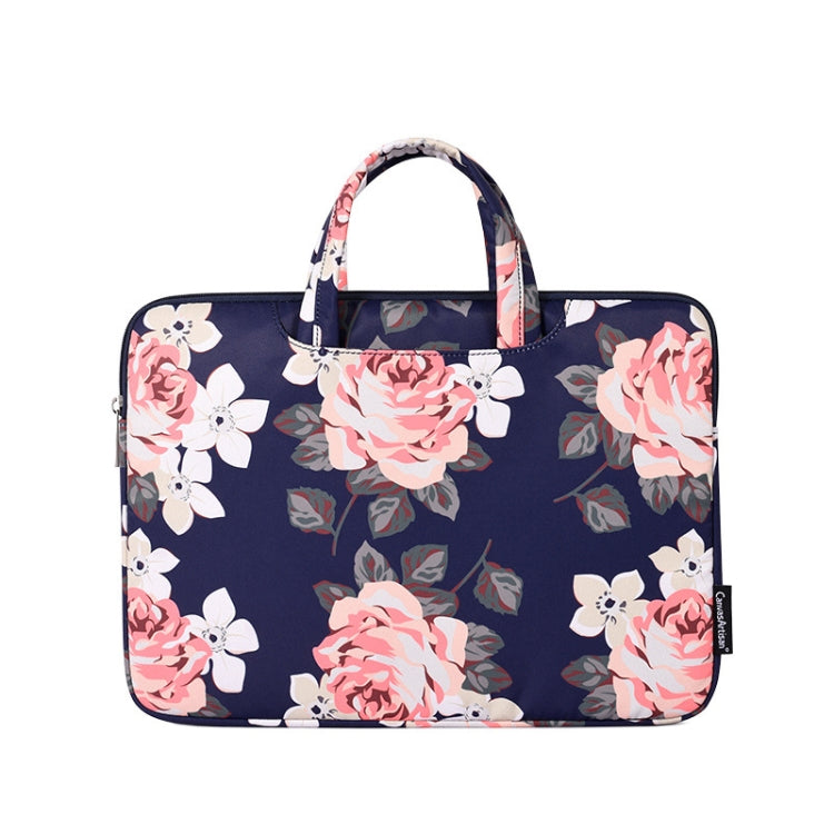 H40-B01 White Rose Pattern Laptop Case Bag Computer Liner Bag With Handle, 12 Inch, 13 Inch, 14 Inch, 15 Inch – Waterproof, Wear-resistant, Ultra-thin