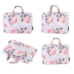 H40-B01 White Rose Pattern Laptop Case Bag Computer Liner Bag With Handle, 12 Inch, 13 Inch, 14 Inch, 15 Inch – Waterproof, Wear-resistant, Ultra-thin