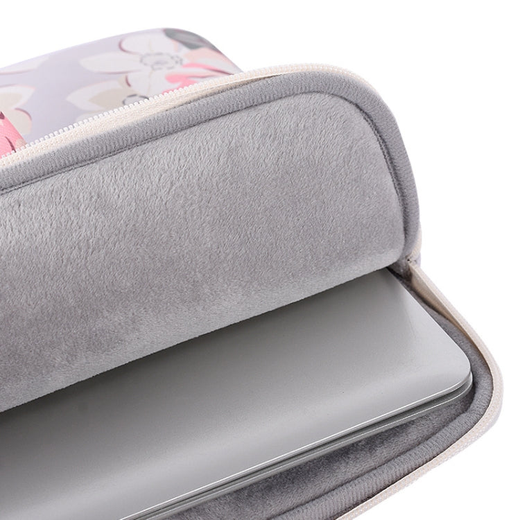 H40-B01 White Rose Pattern Laptop Case Bag Computer Liner Bag With Handle, 12 Inch, 13 Inch, 14 Inch, 15 Inch – Waterproof, Wear-resistant, Ultra-thin
