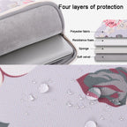 H40-B01 White Rose Pattern Laptop Case Bag Computer Liner Bag With Handle, 12 Inch, 13 Inch, 14 Inch, 15 Inch – Waterproof, Wear-resistant, Ultra-thin