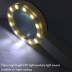 JHS407 30X Handheld HD Magnifier With LED Light, 80mm 30X