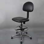 Anti-static Chair Liftable Adjustable Stool PU Leather Backrest Chair With Footrest,Spec:, Fixed Foot Cup 600-800mm, Mobile Wheel 620-820mm Fixed Foot Cup 600-800mm