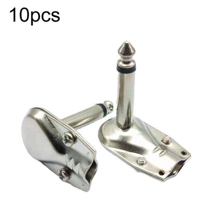 10pcs 6.35mm Right Angle Guitar Plug Audio Microphone Amplifier Connector, Mono, Binaural Mono