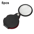 5pcs 50mm 8X Mini Leather Folding Magnifier, Leather Folding 8X Leather Folding 8X