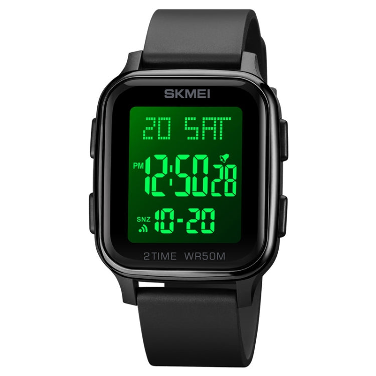 SKMEI 1858 Square Waterproof Digital Dual Display LED Luminous Watch, 1858 Red, 1858 Blue, 1858 Black, 1858 Rose Gold 1858 Black Black
