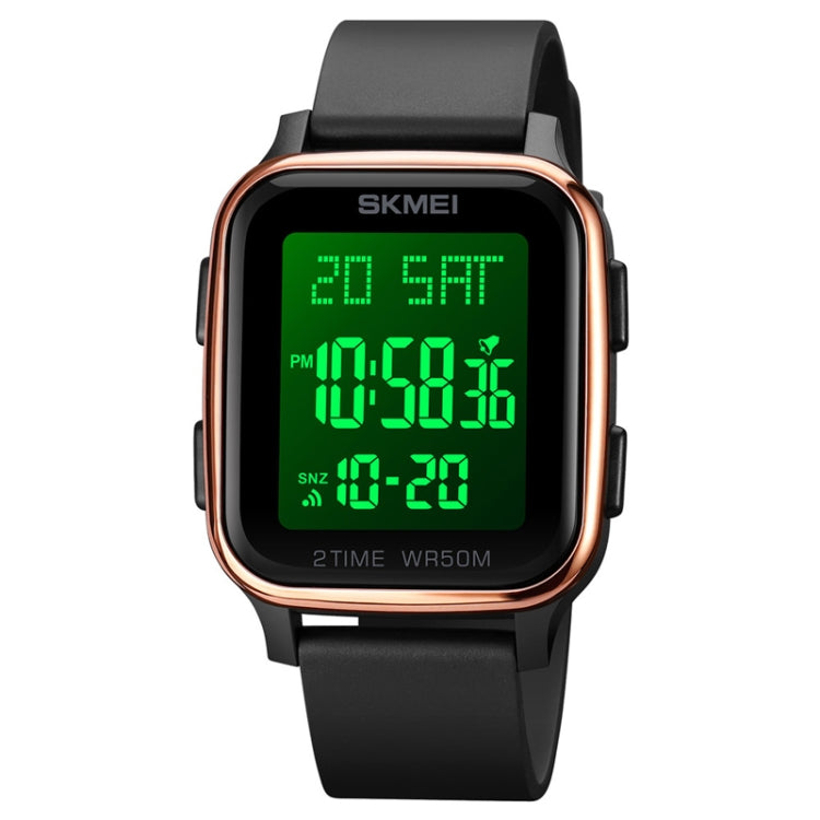 SKMEI 1858 Square Waterproof Digital Dual Display LED Luminous Watch, 1858 Red, 1858 Blue, 1858 Black, 1858 Rose Gold 1858 Rose Gold Rose Gold