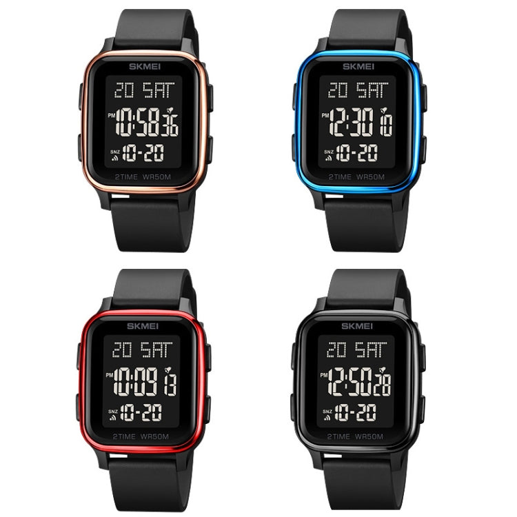 SKMEI 1858 Square Waterproof Digital Dual Display LED Luminous Watch, 1858 Red, 1858 Blue, 1858 Black, 1858 Rose Gold