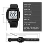 Watch – 1894 Square Sports Waterproof Student Simple Multifunctional Luminous...