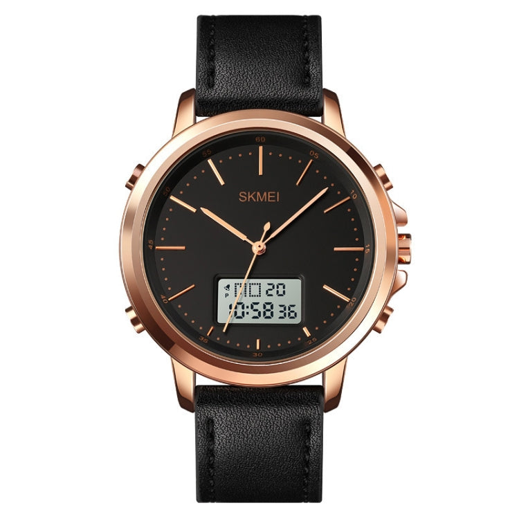 Watch – Leather (Black) Rose Gold Shell White Machine