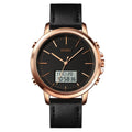 Watch – Leather (Black) Rose Gold Shell White Machine