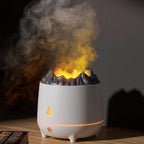 HS01 Simulation Flame Humidifier Home Aromatherapy Machine With Night Light, Simulation Flame (White), Simulation Flame (Black)
