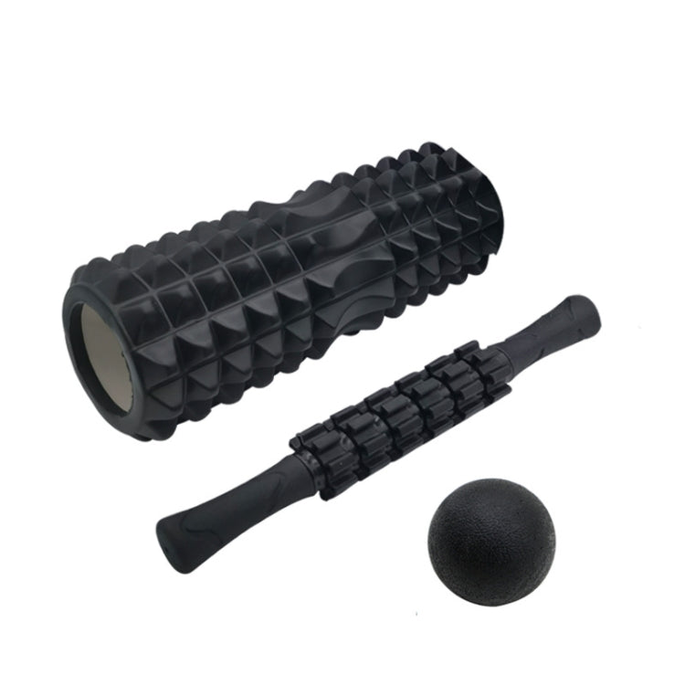 Crescent Hollow Foam Roller Yoga Column Set Fitness Muscle Relaxation Massager Set, 3pcs/set, 4pcs/set – Wear-resistant 3pcs set 33cm Black
