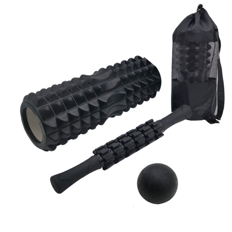 Crescent Hollow Foam Roller Yoga Column Set Fitness Muscle Relaxation Massager Set, 3pcs/set, 4pcs/set – Wear-resistant 4pcs set 33cm Black