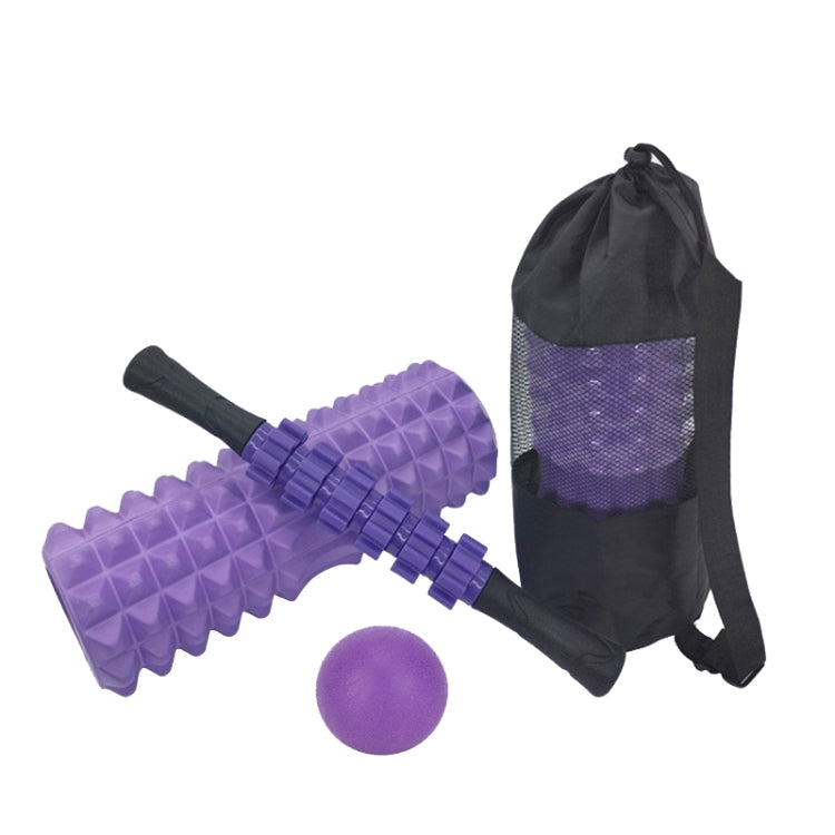 Crescent Hollow Foam Roller Yoga Column Set Fitness Muscle Relaxation Massager Set, 3pcs/set, 4pcs/set – Wear-resistant 4pcs set 33cm Purple
