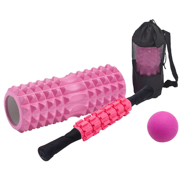 Crescent Hollow Foam Roller Yoga Column Set Fitness Muscle Relaxation Massager Set, 3pcs/set, 4pcs/set – Wear-resistant 4pcs set 45cm Pink