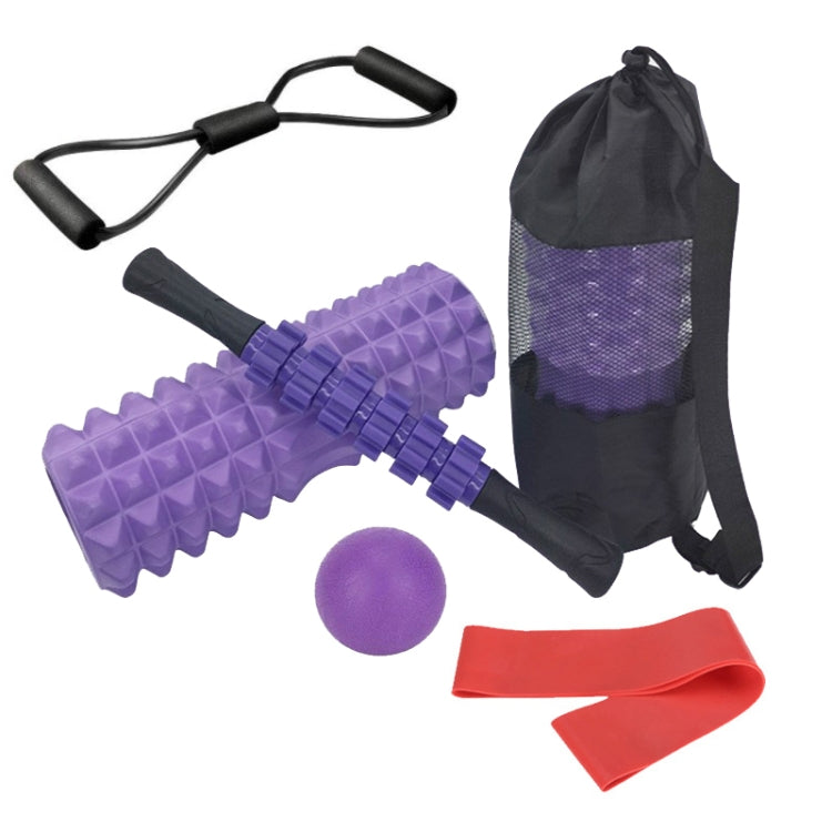 Crescent Hollow Foam Roller Yoga Column Set Fitness Muscle Relaxation Massager Set, 5pcs/set, 6pcs/set – Wear-resistant 6pcs set 33cm Purple