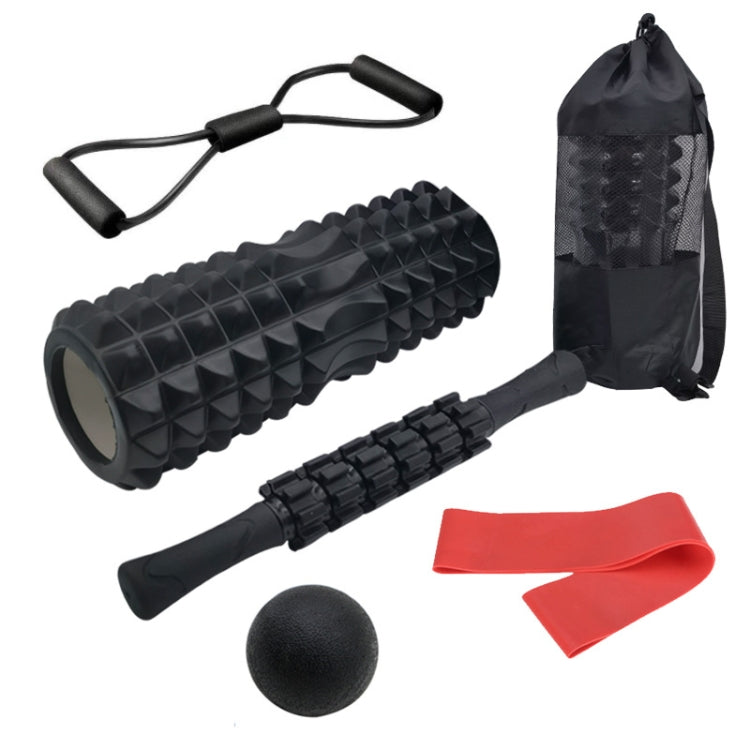 Crescent Hollow Foam Roller Yoga Column Set Fitness Muscle Relaxation Massager Set, 5pcs/set, 6pcs/set – Wear-resistant 6pcs set 45cm Black