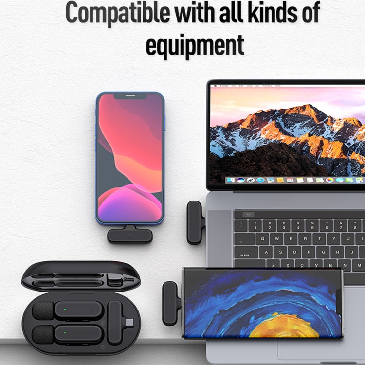 Wireless Lavalier Microphone With Charging Box Noise Reduction Video Record Mic,Spec:, K63 One To Two Type-C Interface, K63 One To Two 8 Pin Interface, K61 One To One Type-C Interface, K61 One To One 8 Pin Interface