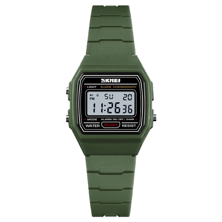 1460 Children Luminous Multifunctional Waterproof Thin Sports Watch Army Green