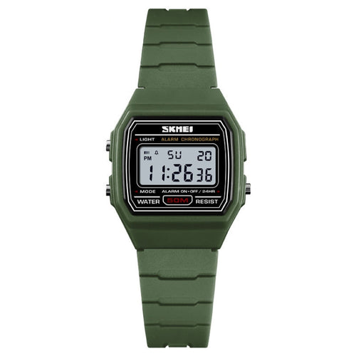SKMEI 1460 Children Luminous Multifunctional Waterproof Thin Sports Watch Army Green