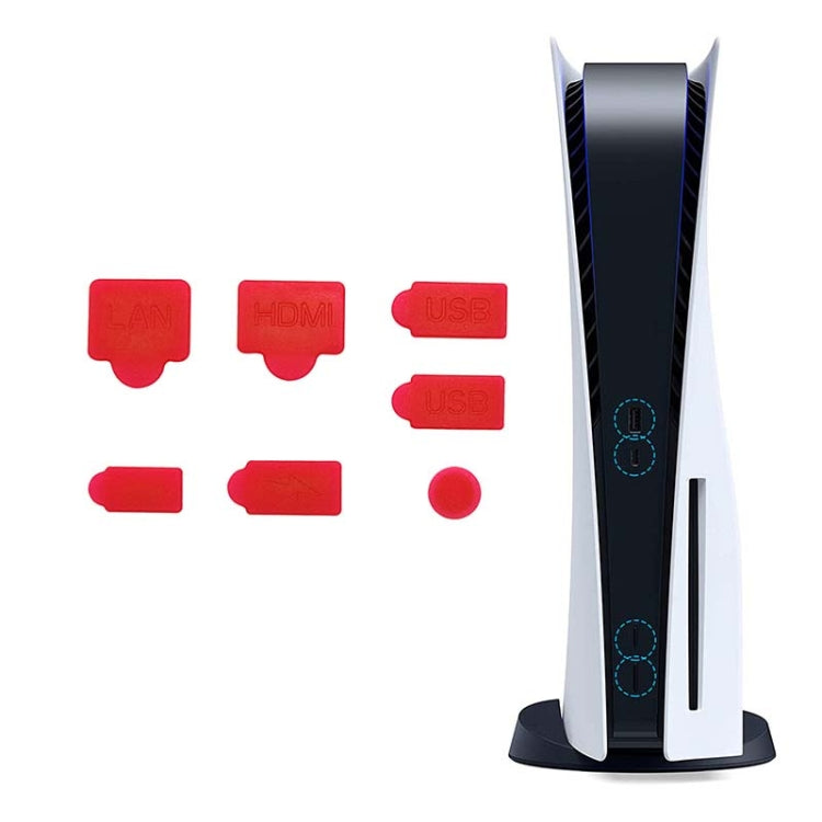 For PS5 2sets 7pcs/Set Dust Plug Silicone Dust Protector Anti-Dust Cover, White, Red, Blue, Black – Durable Build, Easy to Use Red