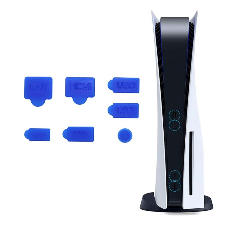 For PS5 2sets 7pcs/Set Dust Plug Silicone Dust Protector Anti-Dust Cover, White, Red, Blue, Black – Durable Build, Easy to Use Blue