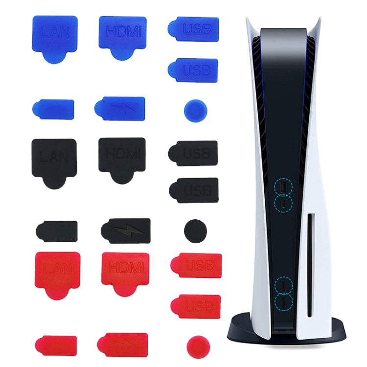 For PS5 2sets 7pcs/Set Dust Plug Silicone Dust Protector Anti-Dust Cover, White, Red, Blue, Black – Durable Build, Easy to Use