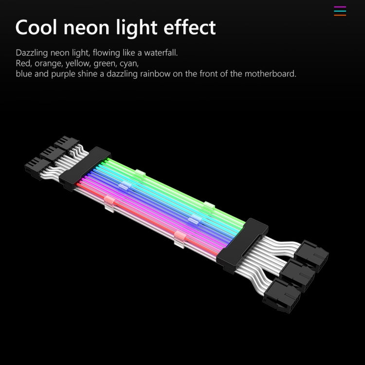 5V ARGB Neon Color Line, 24pin Motherboard Power Supply Light Wire Black, Double 8pin Graphics Card Power Supply Wire Black, 24pin Motherboard Power Supply Light Wire White, Double 8pin Graphics Card Power Supply Wire White – Durable Build, Easy to Use