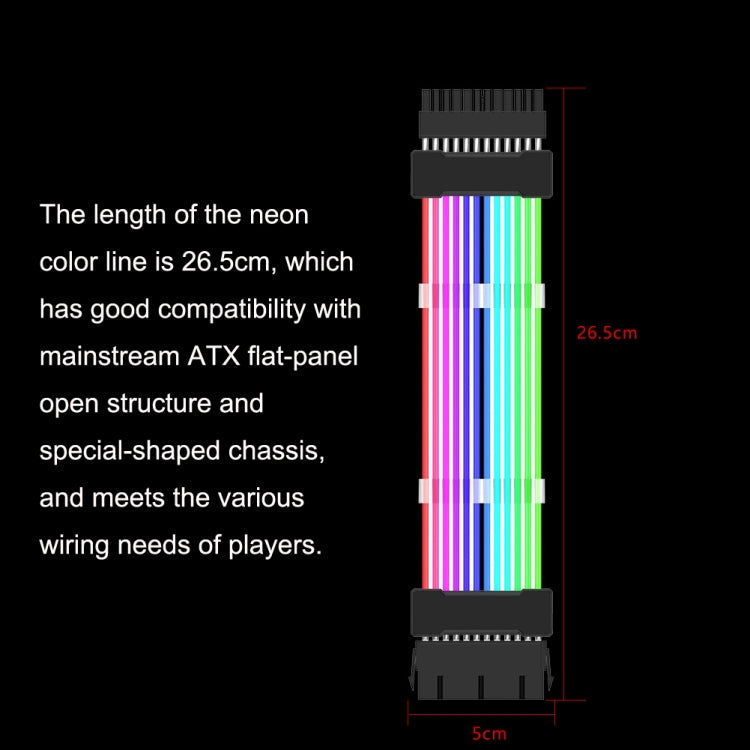 5V ARGB Neon Color Line, 24pin Motherboard Power Supply Light Wire Black, Double 8pin Graphics Card Power Supply Wire Black, 24pin Motherboard Power Supply Light Wire White, Double 8pin Graphics Card Power Supply Wire White – Durable Build, Easy to Use
