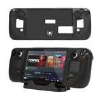 For Steam Deck Hifylux ST-PF14 Game Console Silicone Case Anti-scratch Non-slip Handheld Case Lanyard, Silicone Case Blue, Silicone Case Red