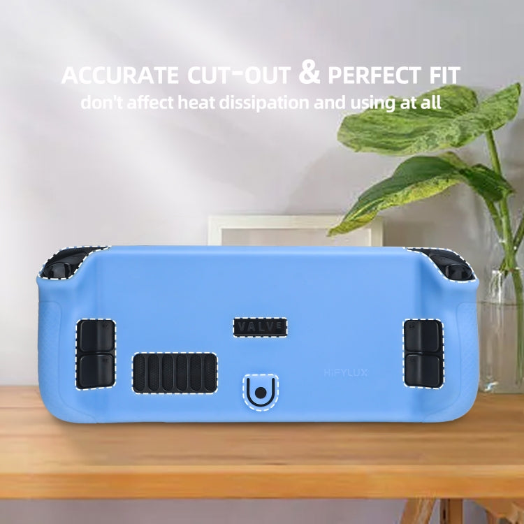 For Steam Deck Hifylux ST-PF14 Game Console Silicone Case Anti-scratch Non-slip Handheld Case Lanyard, Silicone Case Blue, Silicone Case Red