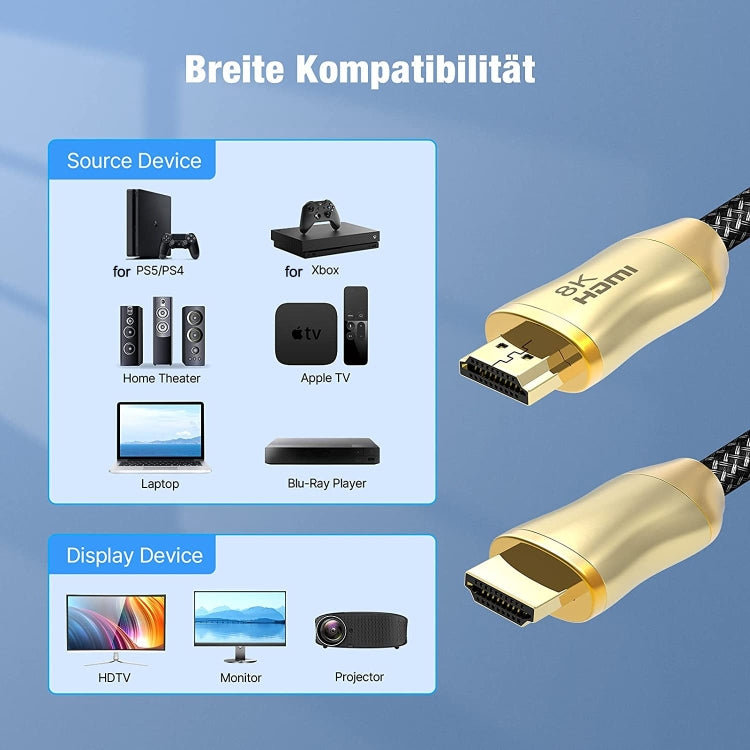 HDMI 2.1 Version 8K 60Hz For PS4 Cable Projector Notebook Set-Top Box Cable, HD803 1m, HD803 1.5m, HD803 2m, HD803 3m, HD803 5m, HD803 10m – 4K