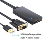 HD55Y VGA To HDMI Adapter Cable VGA+USB To HD 1080P Converter With Power Supply, VGA+USB To HDMI – TPU