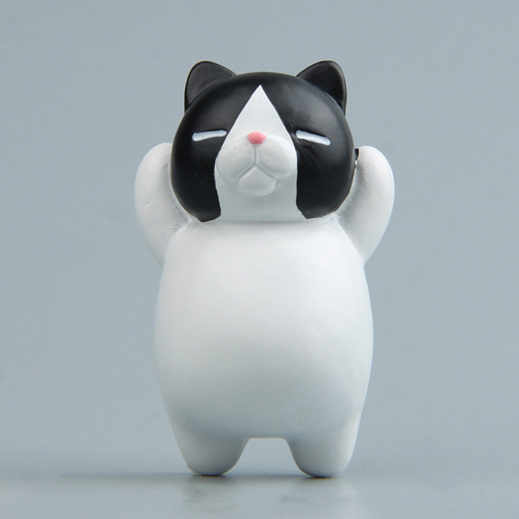 Cartoon Cat Fridge Magnet Resin Ornament Ornament, With Magnetic Sticker, Without Magnetic Sticker – Magnetic Without Magnetic Sticker Black and White Cat