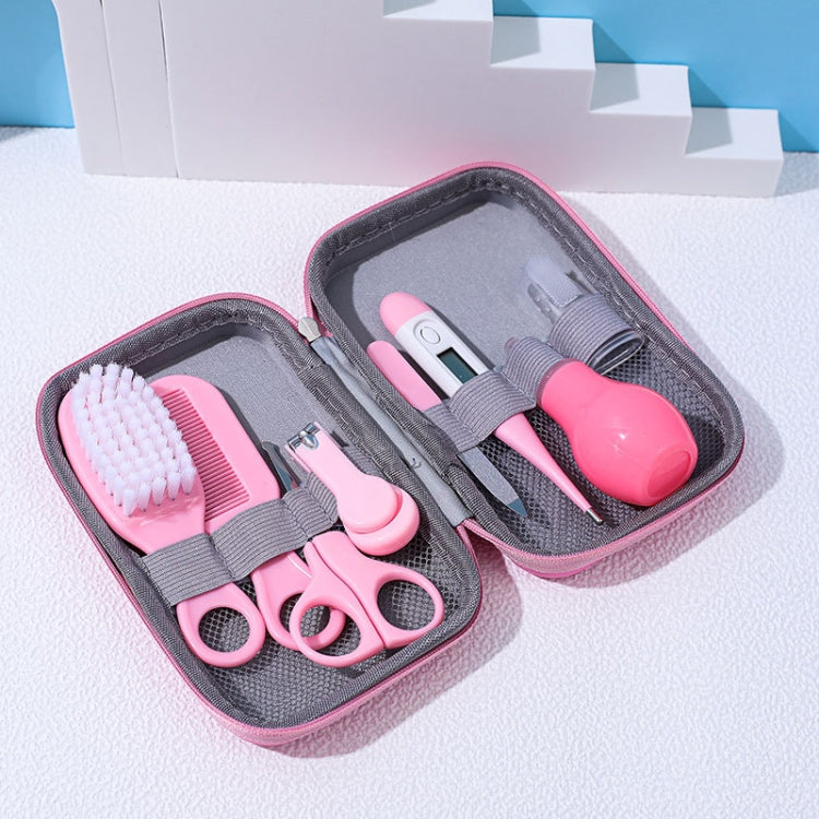 JR-6006 8 in 1 EVA Bag Baby Cleaning Care Set Baby Daily Cleaning Kit, Blue, Pink, Yellow – Durable Build, Easy to Use Pink