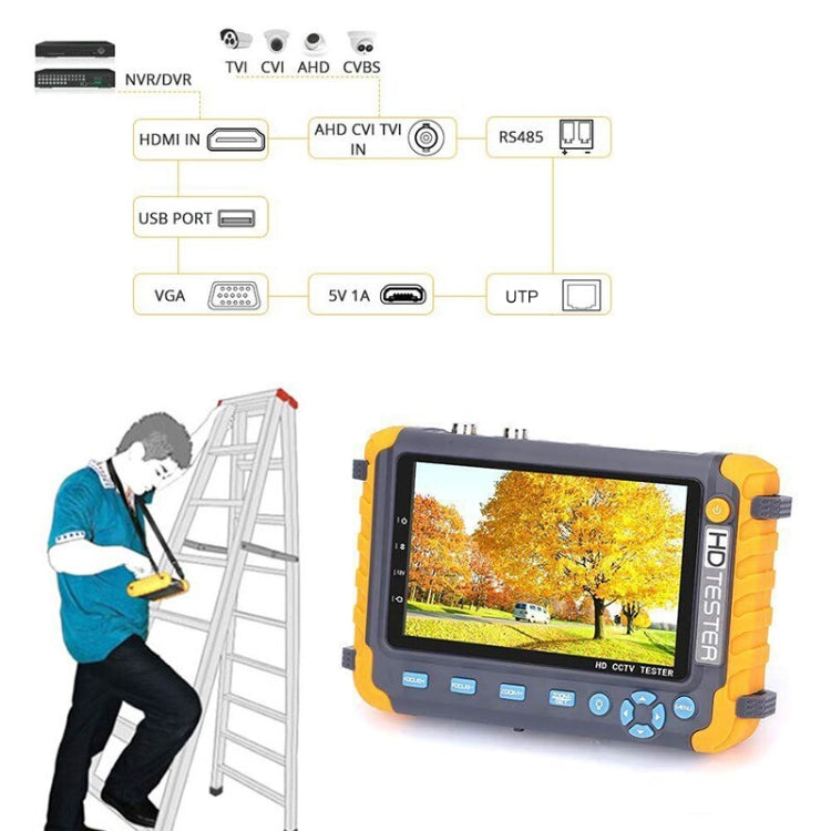 5800ACT-VH 5 Inch Large Screen Engineering Treasure Coaxial AHD / TVI / CVI 8MP Analog Video Surveillance Tester, US Plug, 5 inch (With US Plug Power Adapter)