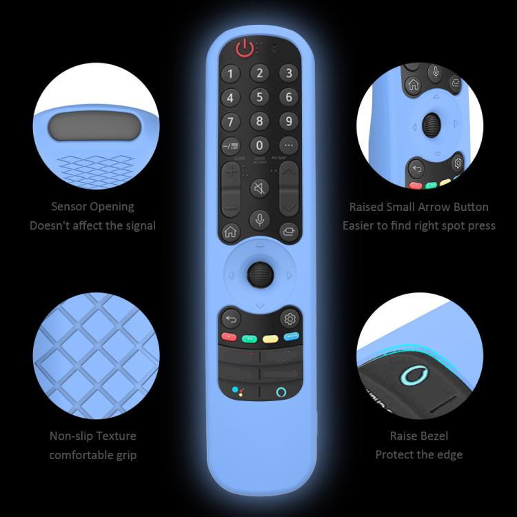 For LG AN-MR21GC / AN-MR21N / AN-MR21GA TV Remote Control Silicone Case, GS0020 Black, GS0020 White, GS0020 Luminous Blue, GS0020 Luminous Green – Non-slip