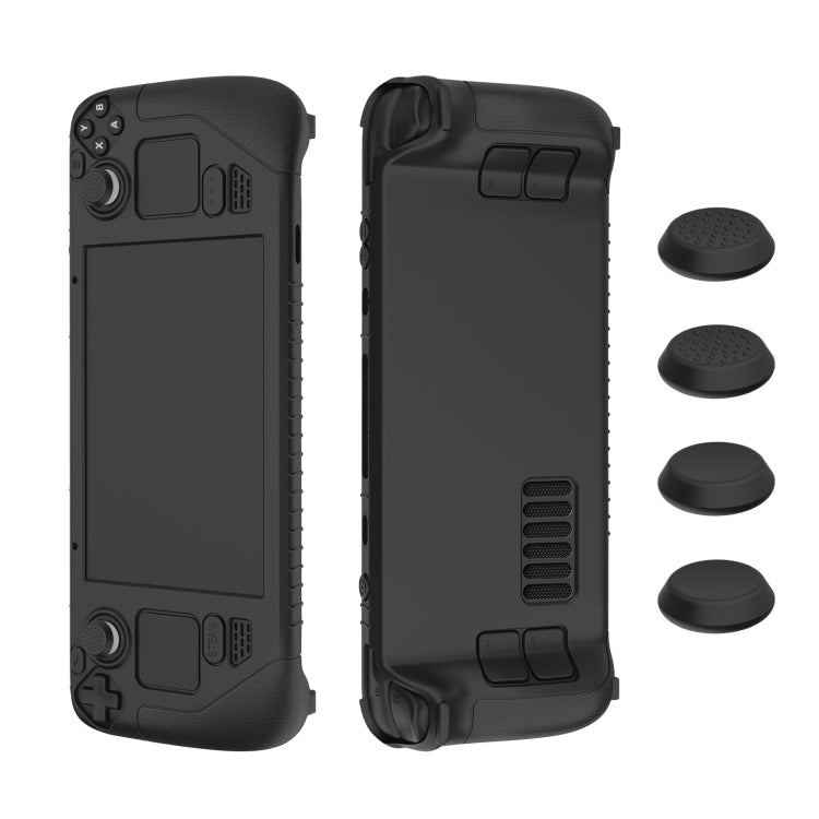 For Steam Deck Game Controller Soft Silicone Protective Cover Case With 4pcs Key Cap, SD001 (Black), SD001 (Red), SD001 (Luminous Blue), SD001 (Luminous Green) SD001 (Black) Black