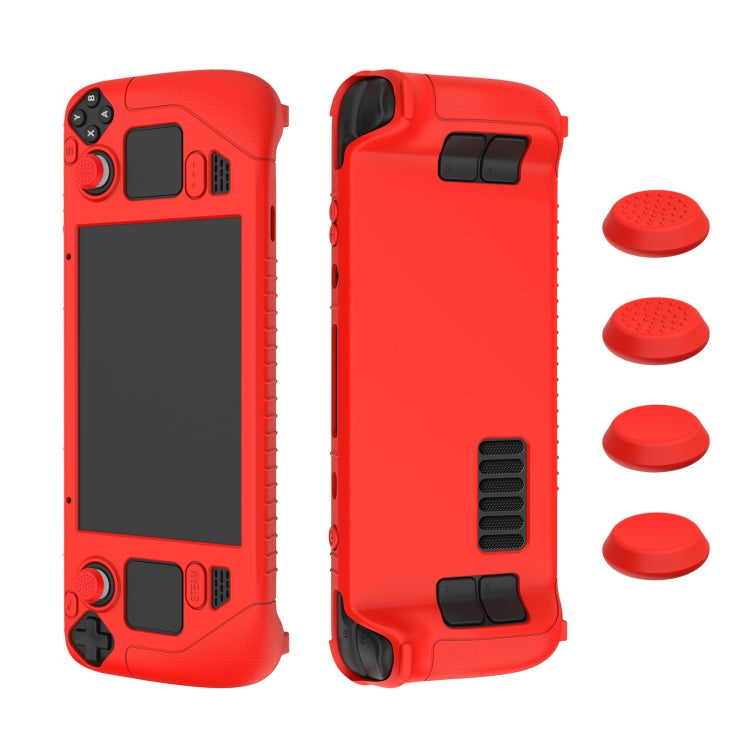 For Steam Deck Game Controller Soft Silicone Protective Cover Case With 4pcs Key Cap, SD001 (Black), SD001 (Red), SD001 (Luminous Blue), SD001 (Luminous Green) – Durable Build, Easy to Use SD001 (Red) Red