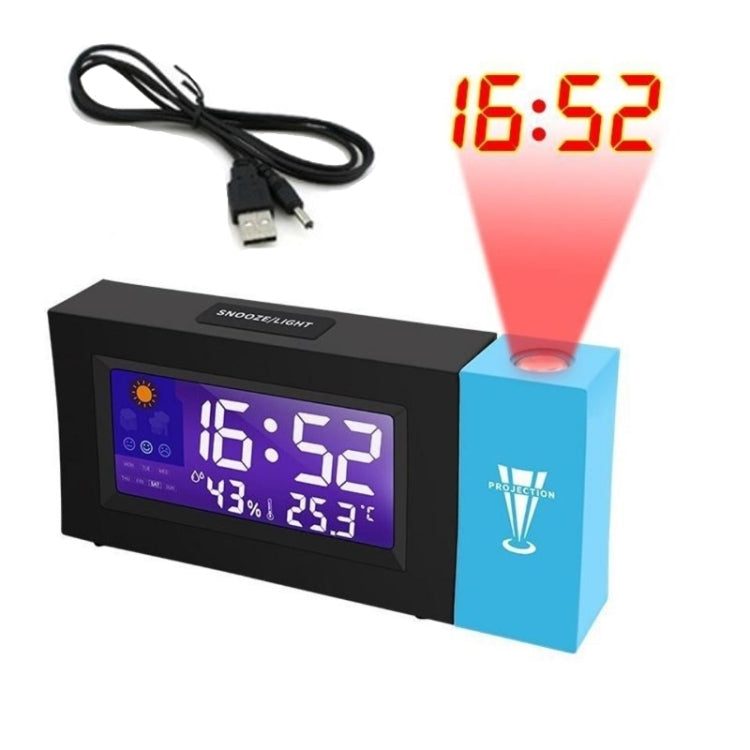 8290 Electronic Colour Screen Weather Clock Weather Forecast Projection Clock Rotatable Digital Clock, Without USB Cable, With USB Cable – Durable Build, Easy to Use With USB Cable