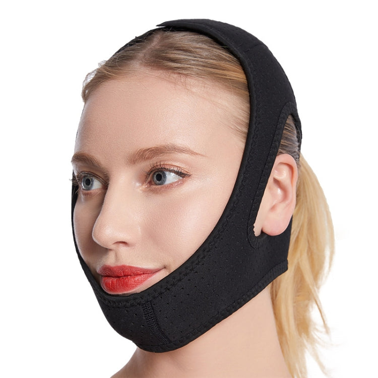 MK122 Anti-snoring Belt Triangular Chin Strap Unisex Face-slimming Lifting Bandage and Wrinkle Reduction, Black Black