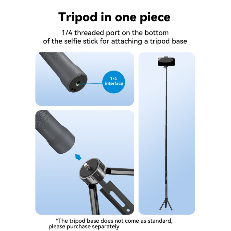 TELESIN 3M Carbon Fiber Selfie Stick Monopod With 1/4 Screw For DJI, Insta360, GoPro and Other Action Cameras, 3m