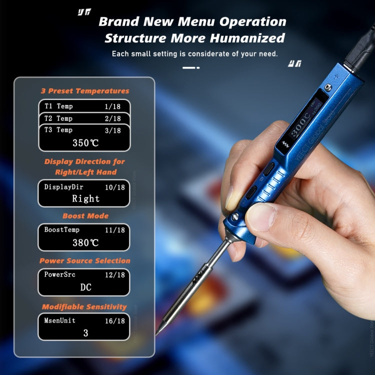 MINIWARE TS101 PD DC Soldering Iron 90W Portable Soldering Pen, With BC2 Soldering Iron Head, With B2 Soldering Iron Head, With I Soldering Iron Head, With KU Soldering Iron Head, With K Soldering Iron Head, With D24 Soldering Iron Head                ...