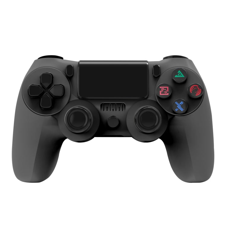 For PS4 Wireless Bluetooth Game Controller With Light Strip Dual Vibration Game Handle, White, Black, Red, Blue, Green, Rose Red, Letter, Line, Fire Ghost, Cartoon, Hulk, Skeleton, Gear, Lightning, Flame, Cloud, Burst, Wood Grain, Star Red... – Bluetooth Black