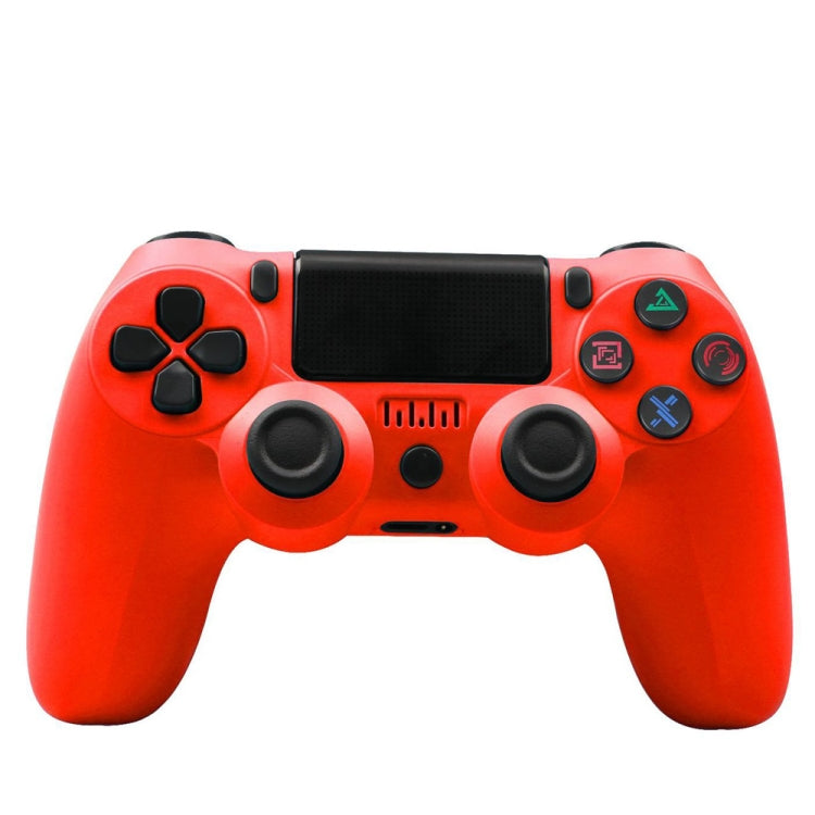 For PS4 Wireless Bluetooth Game Controller With Light Strip Dual Vibration Game Handle, White, Black, Red, Blue, Green, Rose Red, Letter, Line, Fire Ghost, Cartoon, Hulk, Skeleton, Gear, Lightning, Flame, Cloud, Burst, Wood Grain, Star Red... – Bluetooth Red