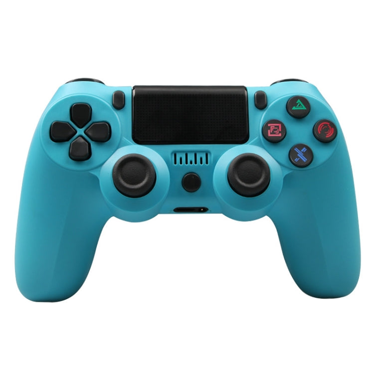 For PS4 Wireless Bluetooth Game Controller With Light Strip Dual Vibration Game Handle, White, Black, Red, Blue, Green, Rose Red, Letter, Line, Fire Ghost, Cartoon, Hulk, Skeleton, Gear, Lightning, Flame, Cloud, Burst, Wood Grain, Star Red... – Bluetooth Blue